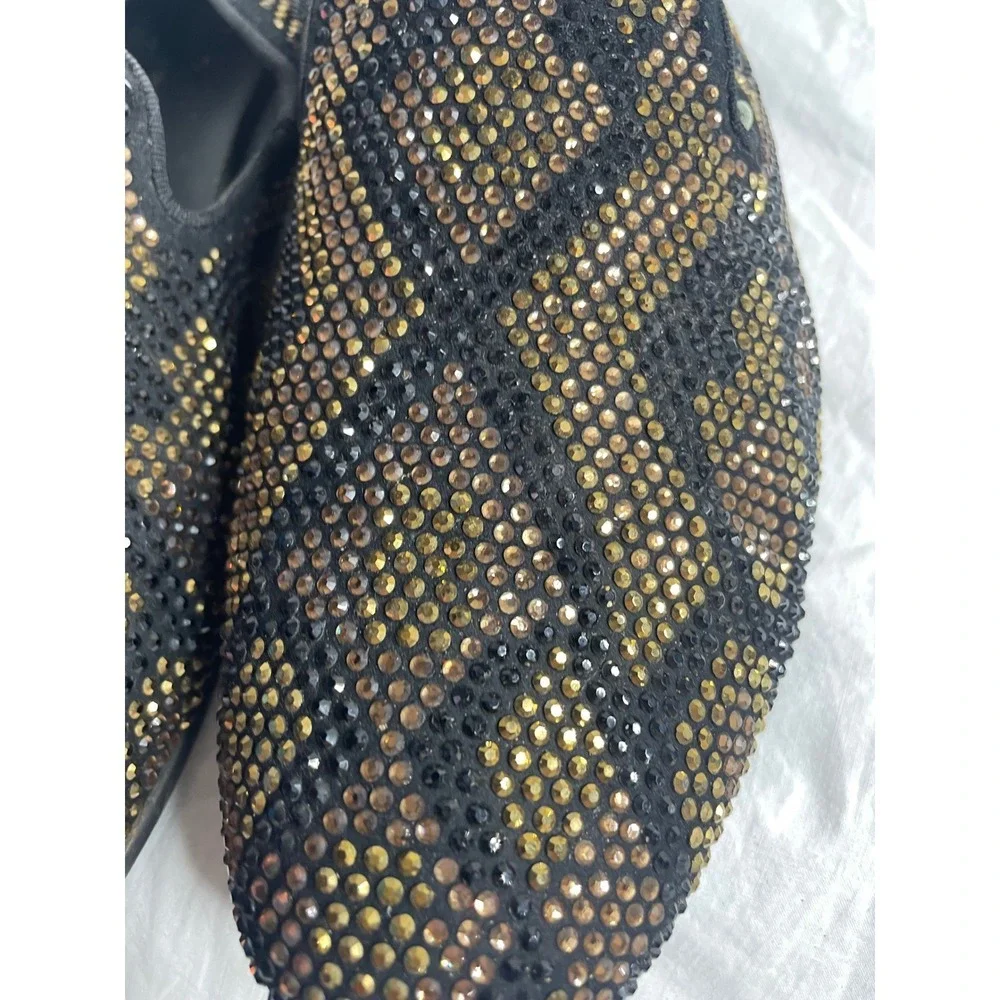 Giuseppe Zanotti Men's Black Gold Crystal Embellished Loafers Size 42